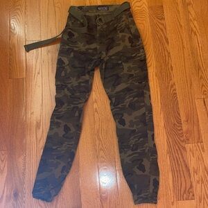 American Bazi Green Camo Cargos with belt